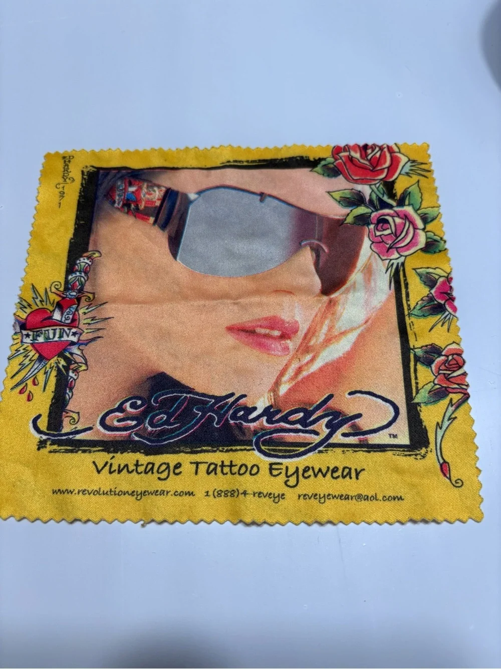 Vintage y2k Ed Hardy EHS-004 Sunglasses with Black Floral Embroidered Case